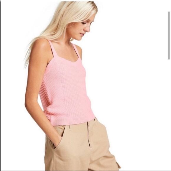 Sandy Liang x Target Pink Knit sweetheart Neck Tank Top - Picture 1 of 4